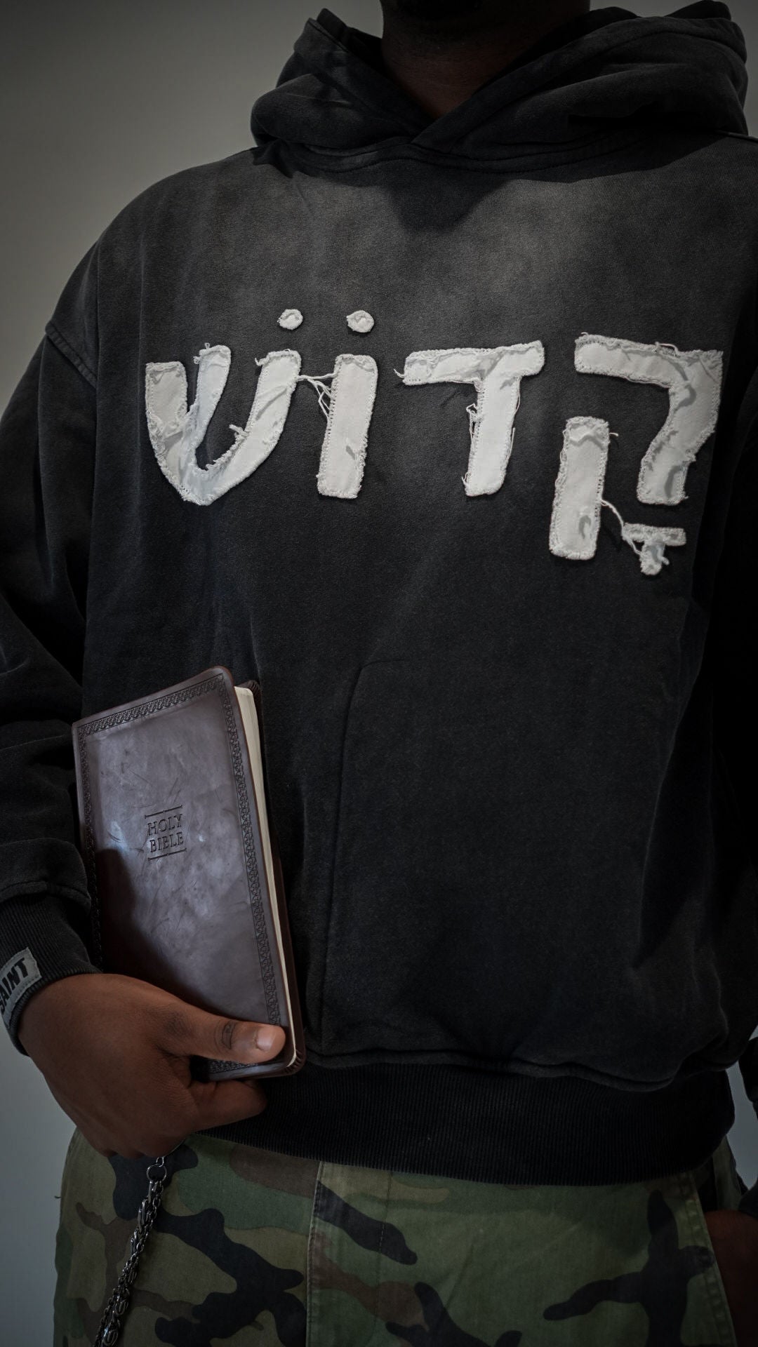 Ash Black 'Hebrew Saint' Hoodie