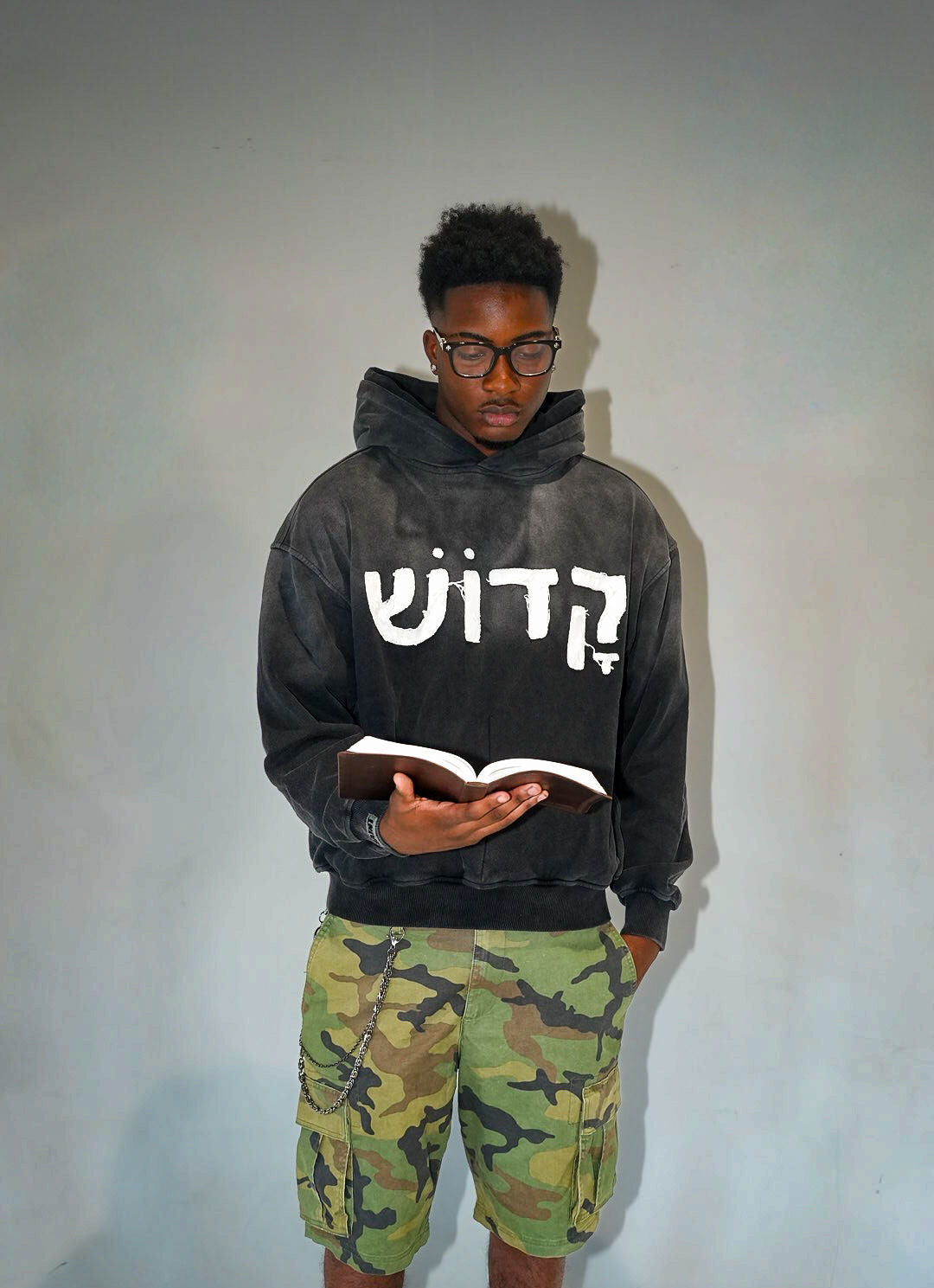 Ash Black 'Hebrew Saint' Hoodie