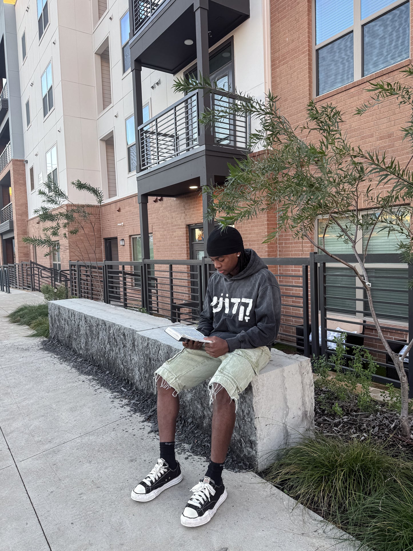 Ash Black 'Hebrew Saint' Hoodie